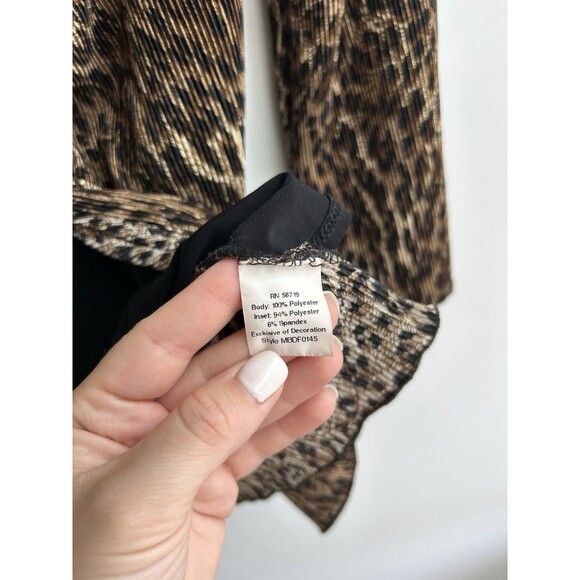 90s Y2K Notations Leopard Crinkle Material V-neck Top Dead Stock Size S - Picture 7 of 10